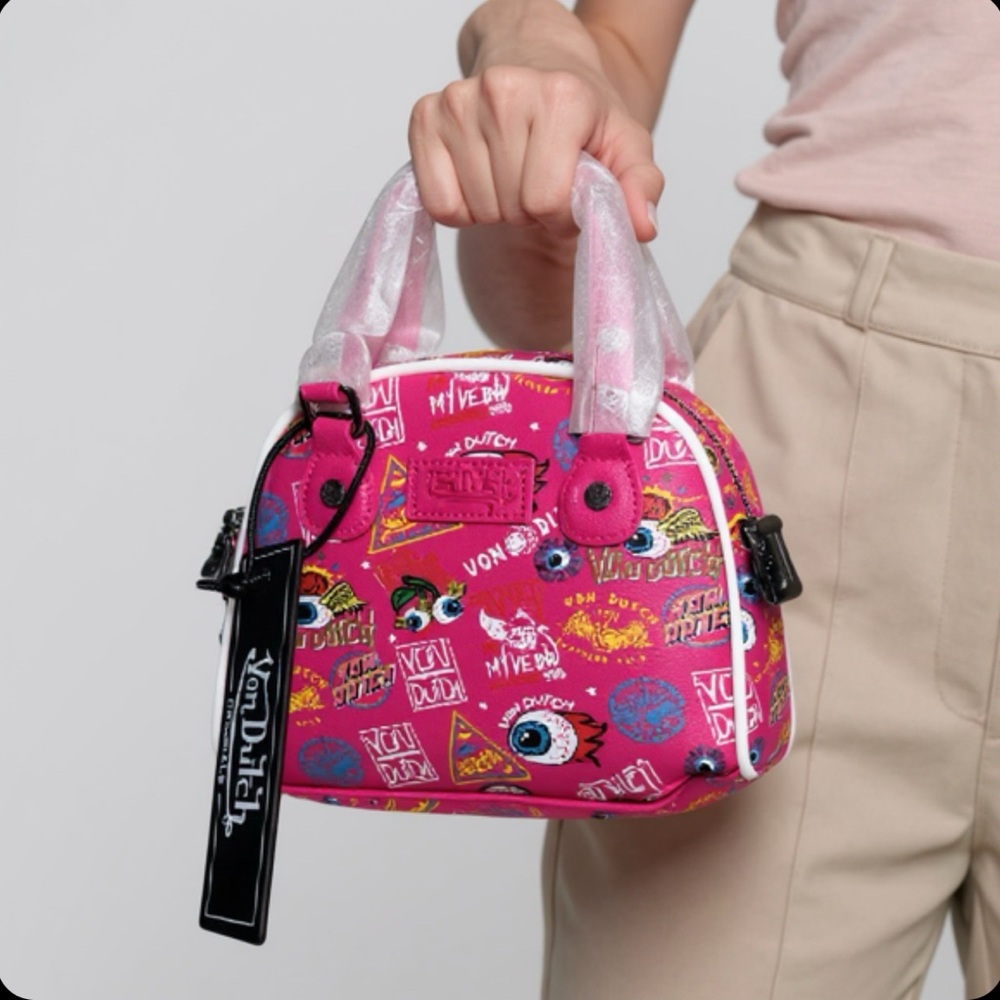 Von Dutch Pink Bowling Bag with Graphic Design